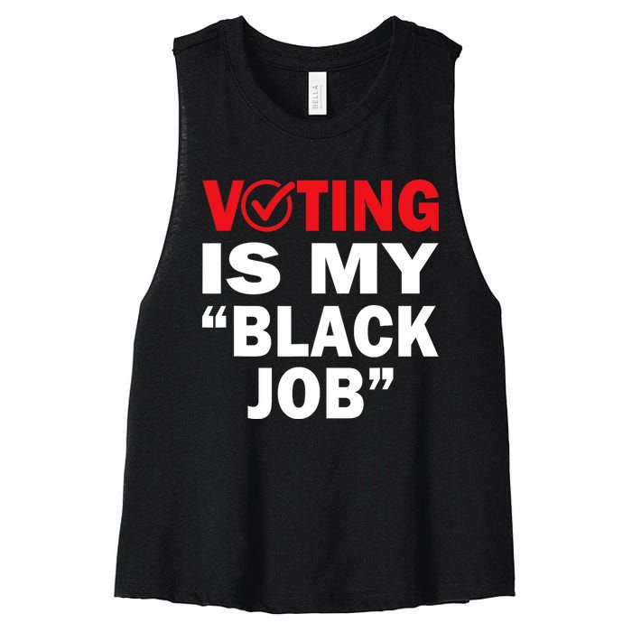 Harriswaltz 2024 Kamalaharris 2024 Timwaltz 2024 Voting Is My Black Job Women's Racerback Cropped Tank