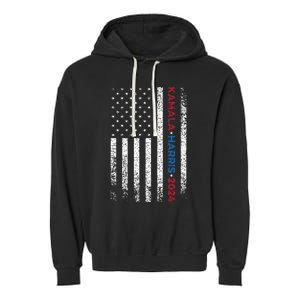 Harris 2024 Kamala Harris 2024 Elections American Flag Garment-Dyed Fleece Hoodie