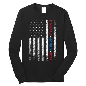 Harris 2024 Kamala Harris 2024 Elections American Flag Long Sleeve Shirt