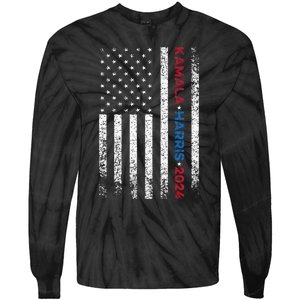 Harris 2024 Kamala Harris 2024 Elections American Flag Tie-Dye Long Sleeve Shirt