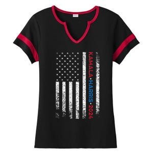 Harris 2024 Kamala Harris 2024 Elections American Flag Ladies Halftime Notch Neck Tee