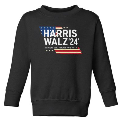 Harriswalz 2024 Leading With Strength And Resolve Toddler Sweatshirt