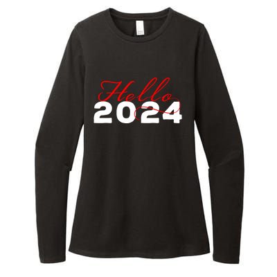 Hello 2024 Minimalist Gift Womens CVC Long Sleeve Shirt