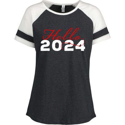 Hello 2024 Minimalist Gift Enza Ladies Jersey Colorblock Tee