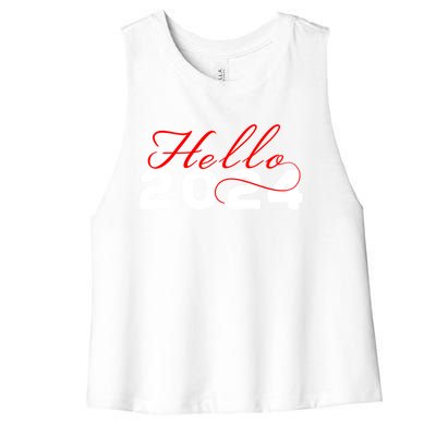 Hello 2024 Minimalist Gift Women's Racerback Cropped Tank