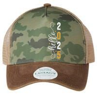 Hello 2025 New Year Front Back Design Legacy Tie Dye Trucker Hat