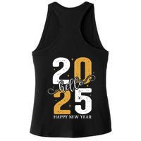 Hello 2025 New Year Front Back Design Ladies PosiCharge Tri-Blend Wicking Tank