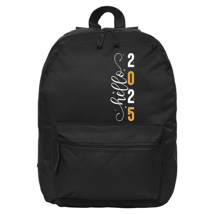 Hello 2025 New Year Front Back Design 16 in Basic Backpack