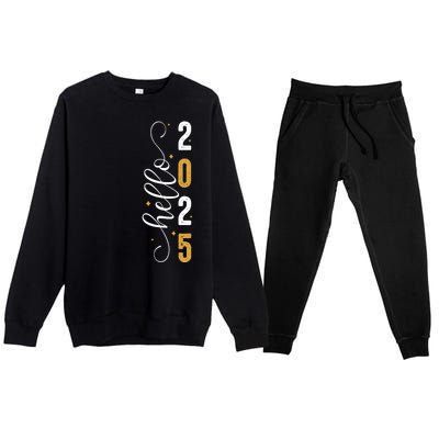 Hello 2025 New Year Front Back Design Premium Crewneck Sweatsuit Set