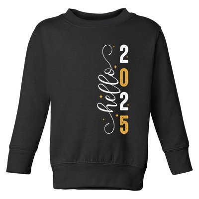 Hello 2025 New Year Front Back Design Toddler Sweatshirt