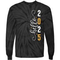 Hello 2025 New Year Front Back Design Tie-Dye Long Sleeve Shirt