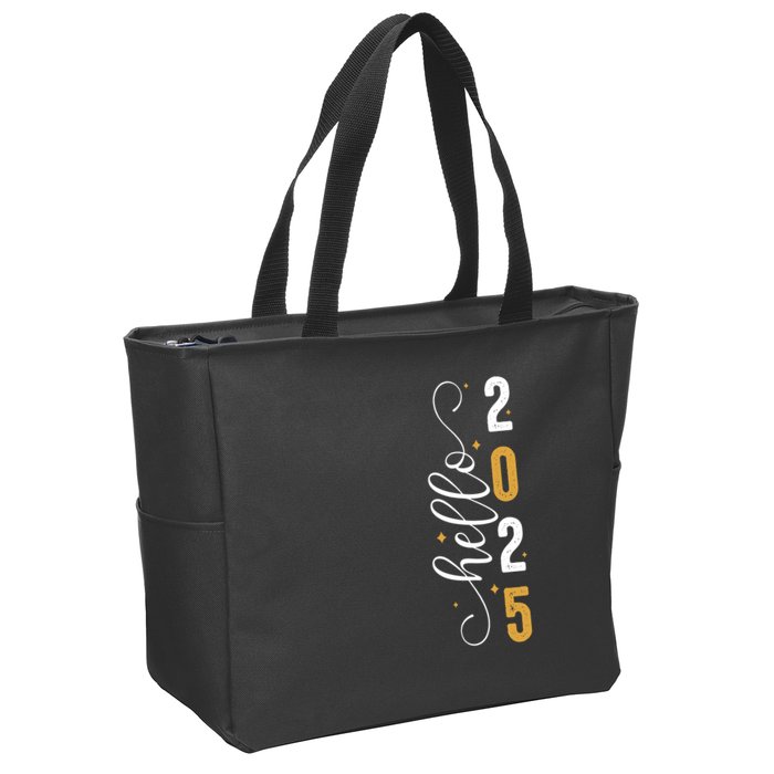 Hello 2025 New Year Front Back Design Zip Tote Bag