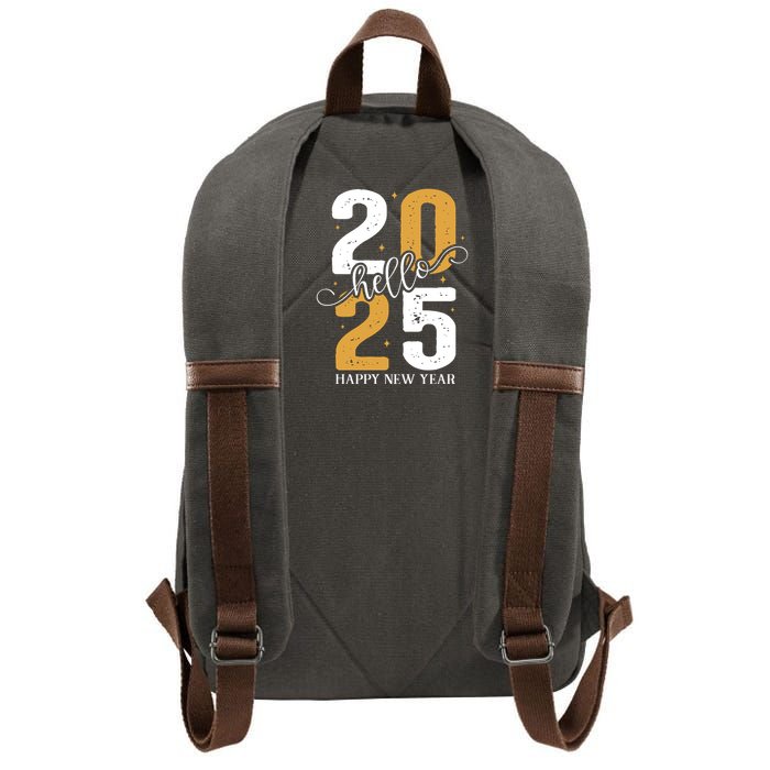 Hello 2025 New Year Front Back Design Cotton Canvas Backpack