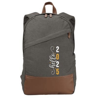 Hello 2025 New Year Front Back Design Cotton Canvas Backpack
