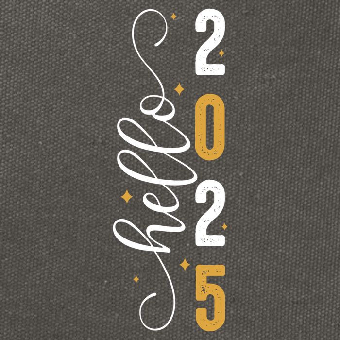 Hello 2025 New Year Front Back Design Cotton Canvas Backpack
