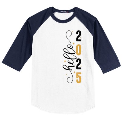 Hello 2025 New Year Front Back Design Baseball Sleeve Shirt