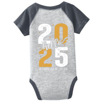 Hello 2025 New Year Front Back Design Infant Baby Jersey Bodysuit