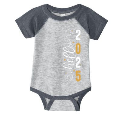 Hello 2025 New Year Front Back Design Infant Baby Jersey Bodysuit