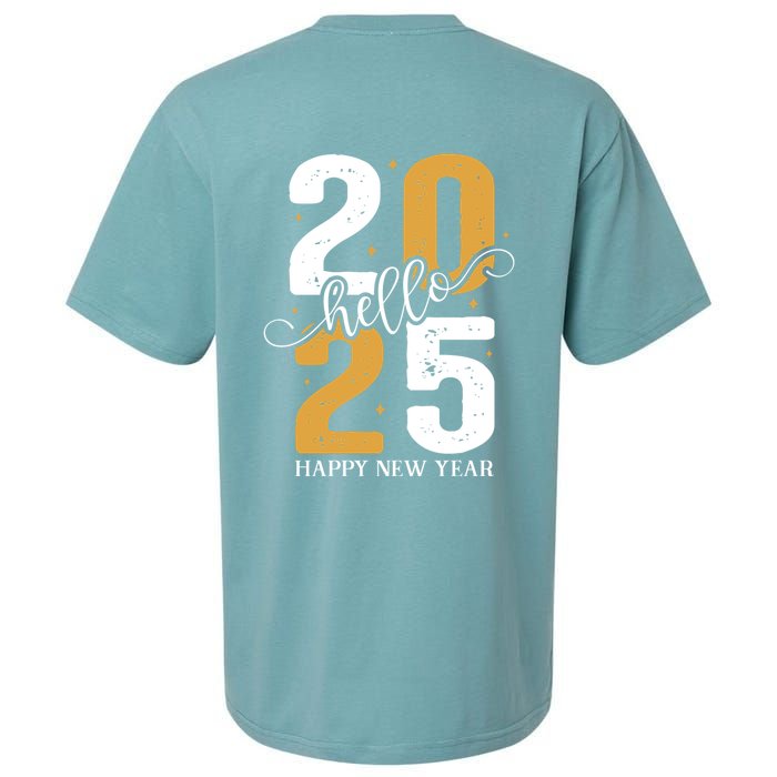 Hello 2025 New Year Front Back Design Sueded Cloud Jersey T-Shirt