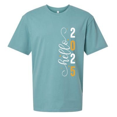 Hello 2025 New Year Front Back Design Sueded Cloud Jersey T-Shirt