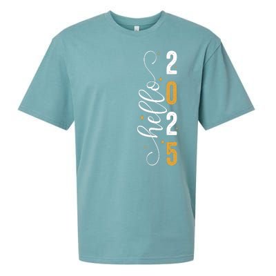 Hello 2025 New Year Front Back Design Sueded Cloud Jersey T-Shirt