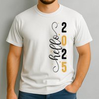 Hello 2025 New Year Front Back Design Garment-Dyed Heavyweight T-Shirt