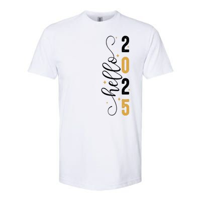 Hello 2025 New Year Front Back Design Softstyle CVC T-Shirt