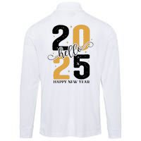 Hello 2025 New Year Front Back Design Performance Long Sleeve Polo