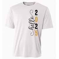 Hello 2025 New Year Front Back Design Cooling Performance Crew T-Shirt