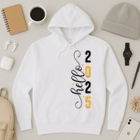 Hello 2025 New Year Front Back Design Hoodie