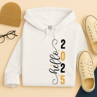 Hello 2025 New Year Front Back Design Hoodie