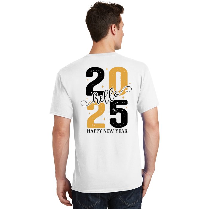 Hello 2025 New Year Front Back Design T-Shirt