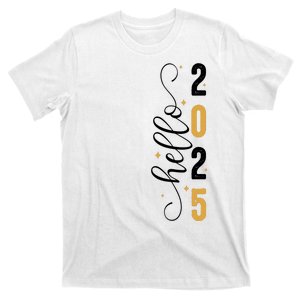 Hello 2025 New Year Front Back Design T-Shirt