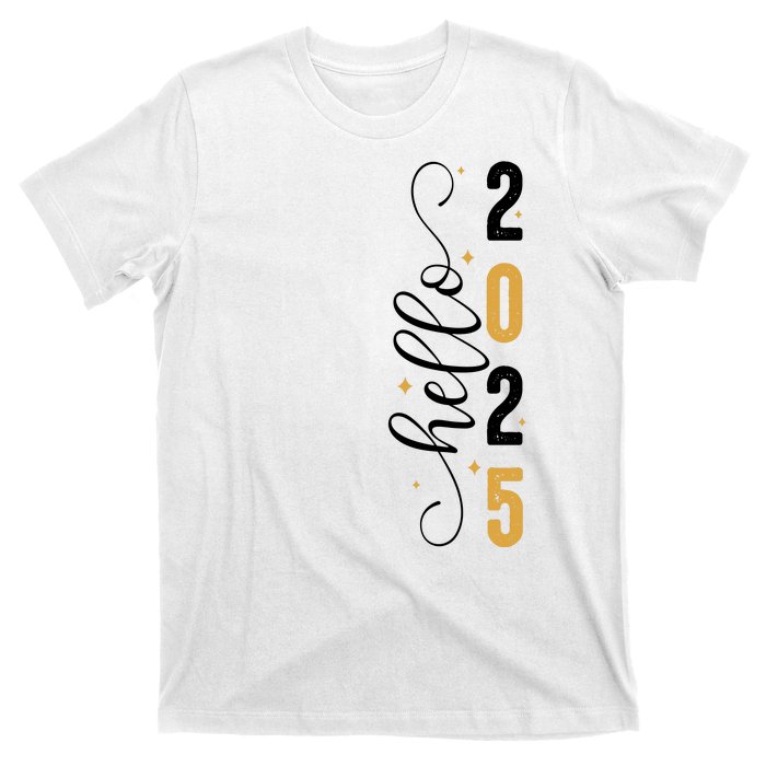 Hello 2025 New Year Front Back Design T-Shirt