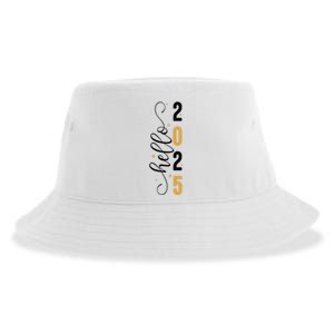 Hello 2025 New Year Front Back Design Sustainable Bucket Hat