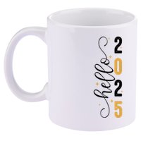 Hello 2025 New Year Front Back Design 11oz C Handle Ceramic Mug