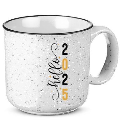 Hello 2025 New Year Front Back Design 15oz Campfire Ceramic Mug