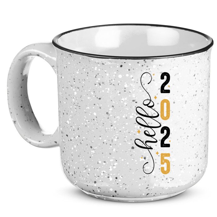 Hello 2025 New Year Front Back Design 15oz Campfire Ceramic Mug