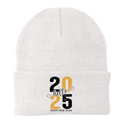 Hello 2025 New Year Front Back Design Knit Cap Winter Beanie