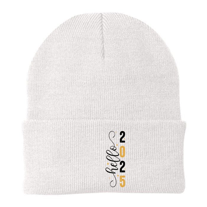 Hello 2025 New Year Front Back Design Knit Cap Winter Beanie