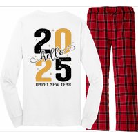 Hello 2025 New Year Front Back Design Long Sleeve Pajama Set