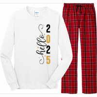 Hello 2025 New Year Front Back Design Long Sleeve Pajama Set