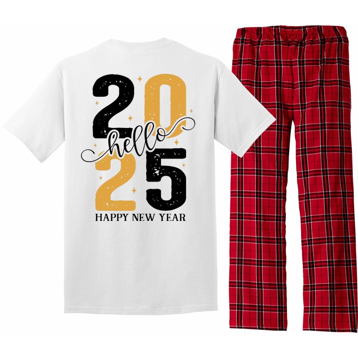 Hello 2025 New Year Front Back Design Pajama Set