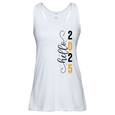 Hello 2025 New Year Front Back Design Ladies Essential Flowy Tank