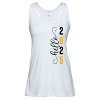 Hello 2025 New Year Front Back Design Ladies Essential Flowy Tank