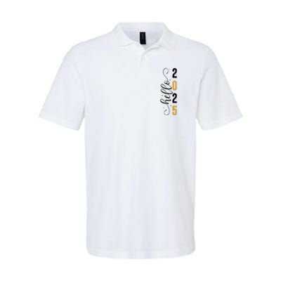 Hello 2025 New Year Front Back Design Softstyle Adult Sport Polo