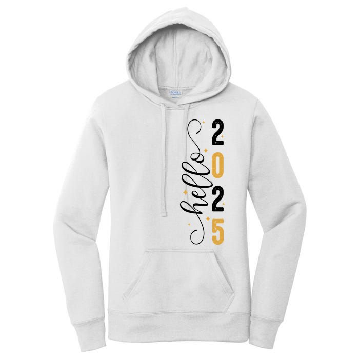 Hello 2025 New Year Front Back Design Women's Pullover Hoodie