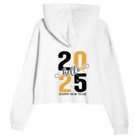 Hello 2025 New Year Front Back Design Crop Fleece Hoodie