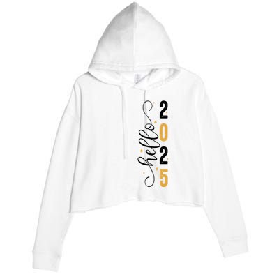 Hello 2025 New Year Front Back Design Crop Fleece Hoodie
