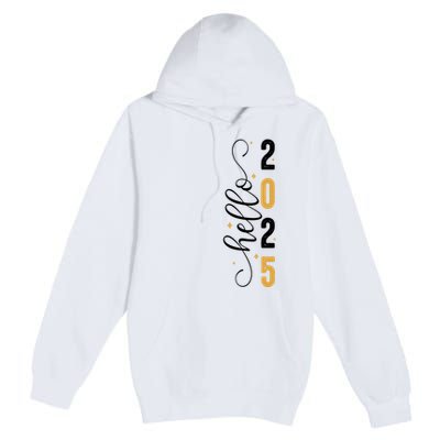 Hello 2025 New Year Front Back Design Premium Pullover Hoodie